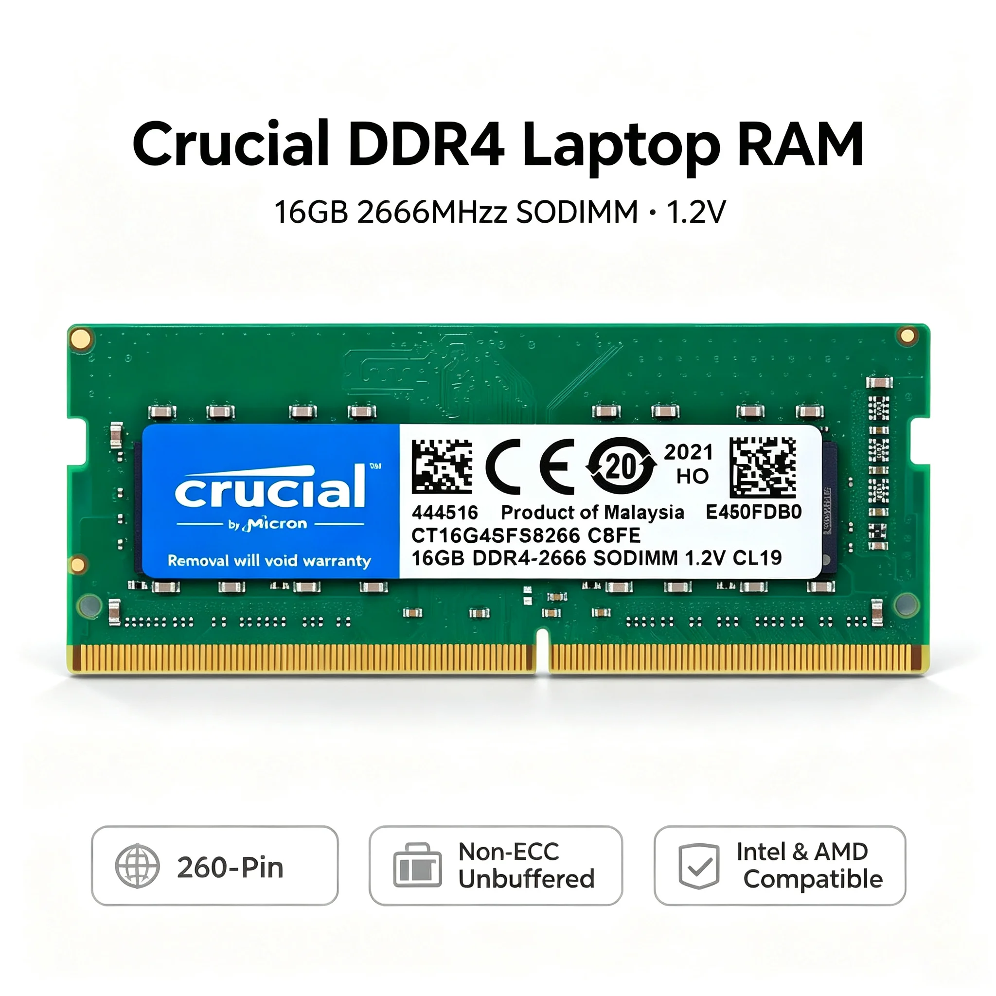 Crucial  1PCS/2PCS DDR4 Laptop - đánh giá và giá Ddr4 3200 16Gb